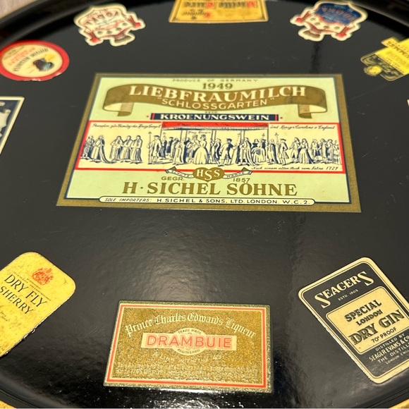 VTG Black Lacquer Drink Tray + Four BEAULIEU glasses by Cristal D’Arques Durand - Picture 7 of 16